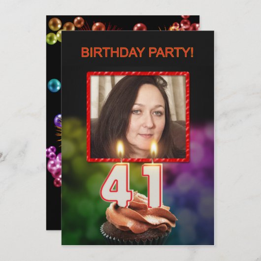 写真の追加, 41番目の誕生日パーティーの招待 招待状 (正面/裏面)