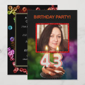写真の追加， 43rd誕生日パーティーの招待 招待状 (正面/裏面)