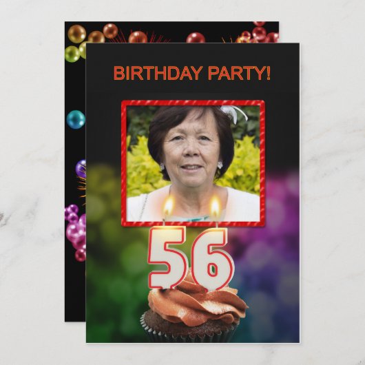 写真の追加, 56th Birthdayパーティーの招待 招待状 (正面/裏面)