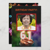 写真の追加, 61番目の誕生日パーティーの招待 招待状 (正面/裏面)