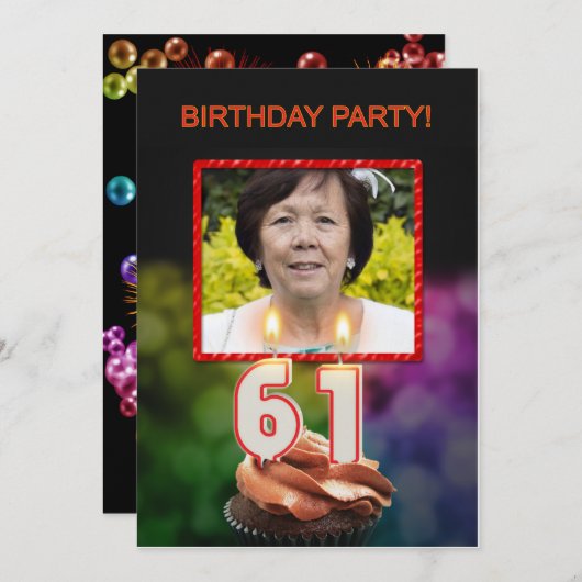 写真の追加, 61番目の誕生日パーティーの招待 招待状 (正面/裏面)