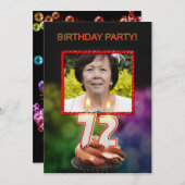 写真の追加, 72番目の誕生日パーティーの招待 招待状 (正面/裏面)