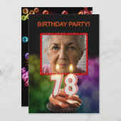 写真の追加, 78th Birthdayパーティーの招待 招待状 (正面/裏面)