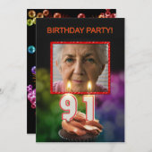 写真の追加, 91番目の誕生日パーティーの招待 招待状 (正面/裏面)