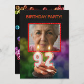 写真の追加, 92番目の誕生日パーティーの招待 招待状 (正面/裏面)