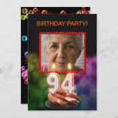 写真の追加， 94th Birthdayパーティーへの招待 招待状 (正面/裏面)