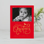 写真の追加 | Merry Christmasトナカイ 箔シーズンカード (立ち正面)