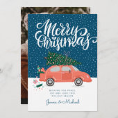 写真の追加 | Merry Christmas Winter Car 招待状 (正面/裏面)
