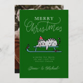 写真の追加 | Merry Christmas Winter Sled Cat 招待状 (正面/裏面)