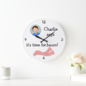 写真の追加: 'Time for Bacon' ラージ壁時計 (ホーム)