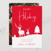 写真の追加 | Winter Deer Snowflakes 招待状 (正面/裏面)
