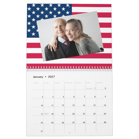 写真の追加American Flag Patriotic 2025 カレンダー (1月 2027)