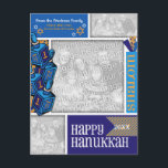 写真の追加Hanukkah お洒落 Dreidel シーズンポストカード<br><div class="desc">写真をこのお気に入りのハヌカーお洒落カードフレームにアップロードし、人間関係（友達、隣人、家族など）でパーソナライズし、その後あなたの家族の名前を追加する。休忘れ休年に入るな。</div>