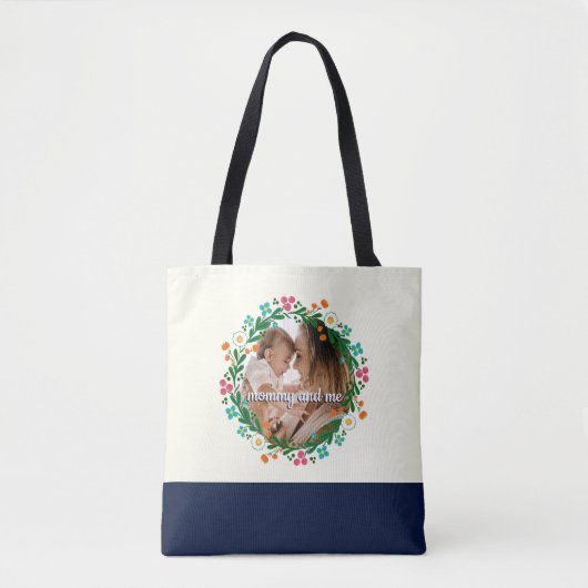 写真の追加MommyとMeのカラフルフローラリース トートバッグ (正面)
