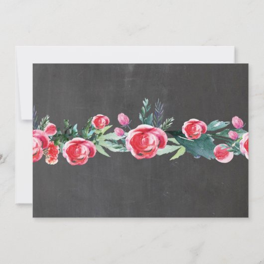 写真の退職パーティーのチョークの赤い花のバラ 招待状 (裏面)