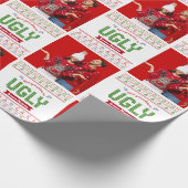 写真の醜いクリスマスセーター赤い緑の北欧ニット ラッピングペーパー (角)