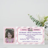 写真の鉄道乗車券-ピンクのストライプ 招待状 (スタンド正面)