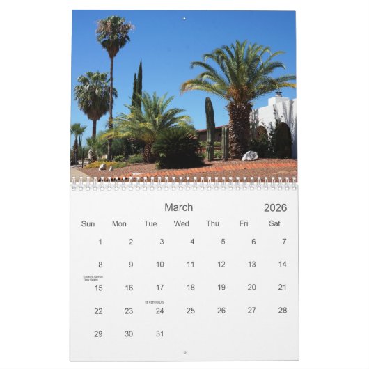 写真の雑種犬による南西サボテンそして木の版 カレンダー (3月 2026)