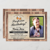 写真の驚きの誕生会はビール招待を元気づけます 招待状 (正面/裏面)