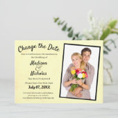 写真の黄色のパーチメント結婚を追加する日付の変更 セーブザデート (スタンド正面)