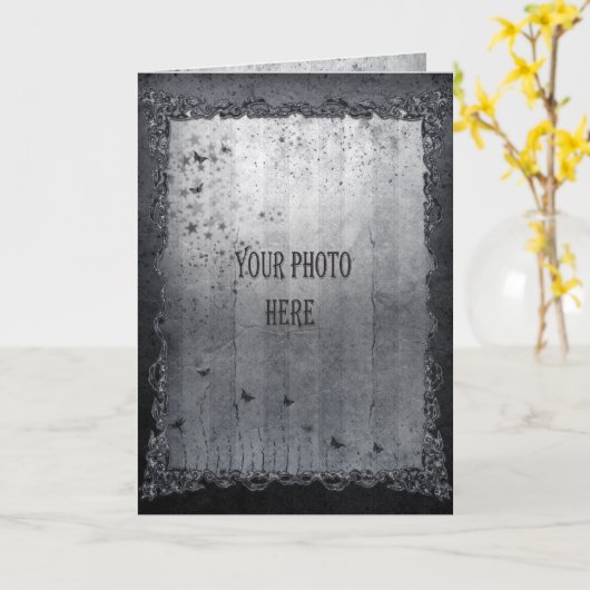 写真の黒いゴシック様式の枠を追加 カード (黄色い花)