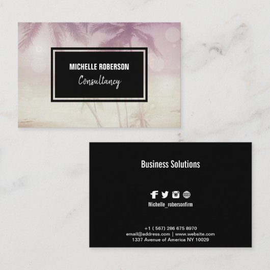 写真の黒いモノグラム 名刺 (正面/裏面)