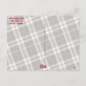 写真の黒い灰色の格子縞の金ゴールドの原稿のクリスマス シーズンポストカード (裏面)