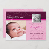 写真の《キリスト教》洗礼式や命名式の招待:: 慈善5L 招待状 (正面/裏面)