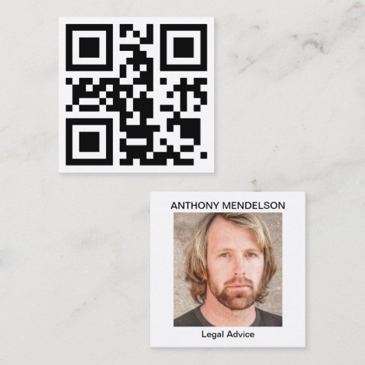 写真のQR写真またはロゴの名刺 スクエア名刺 (正面/裏面)