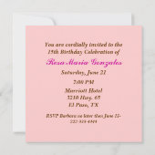 写真のQuinceañeraの招待状 招待状 (裏面)