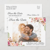 写真はがきピンクの花の日付を保素朴存 ポストカード (正面/裏面)