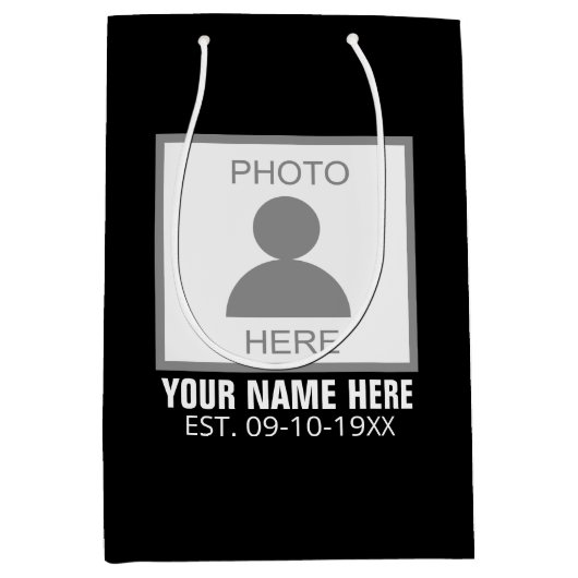 写真はこちら名前と年齢 ミディアムペーパーバッグ (正面)