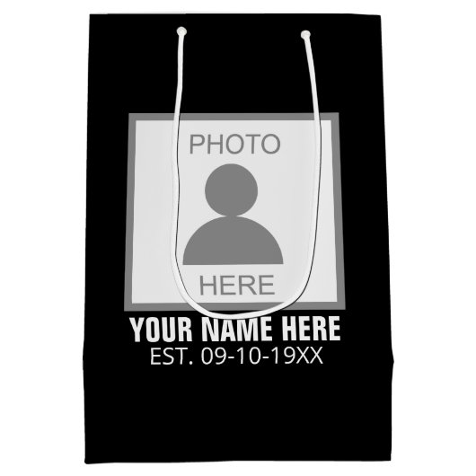 写真はこちら名前と年齢 ミディアムペーパーバッグ (裏面)