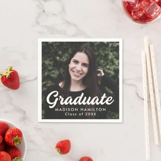 写真はっきりしたの卒業スクリプト スタンダードカクテルナプキン (インサイチュ)