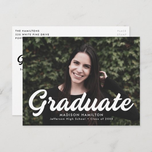 写真はっきりしたの卒業記念パーティー インビテーションポストカード (正面/裏面)