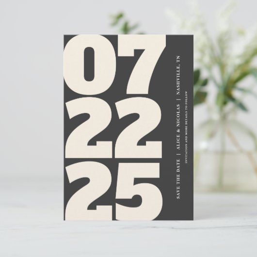 写真はっきりしたの暗い日付を保存 招待状 (スタンド正面)