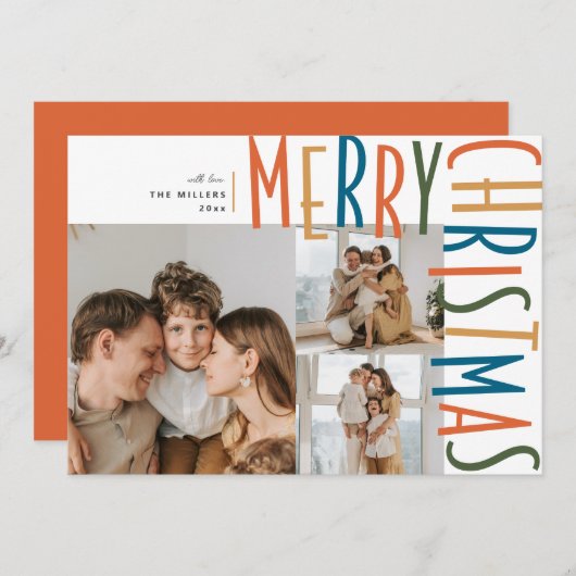 写真はっきりしたの3枚のクリスマスカード シーズンカード (正面/裏面)