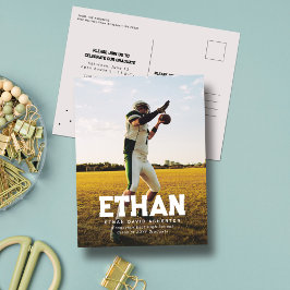 写真はっきりしたをスポーティに卒業招待状に名を付ける ポストカード