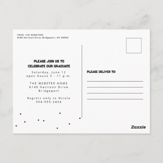 写真はっきりしたをスポーティに卒業招待状に名を付ける ポストカード (裏面)