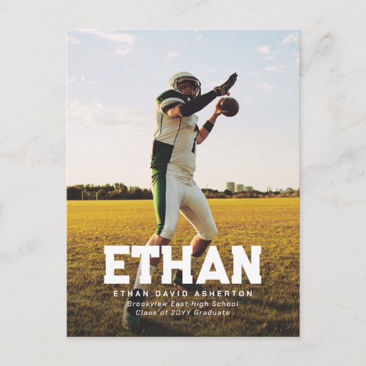 写真はっきりしたをスポーティに卒業招待状に名を付ける ポストカード (正面)