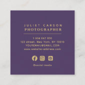 写真はっきりしたタイポグラフィ王室の紫 スクエア名刺 (裏面)