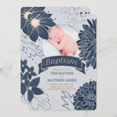 写真はっきりしたバプテスマを持つ青い植物学 招待状 (正面/裏面)