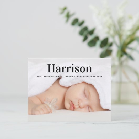 写真はっきりしたベビーモダン発表葉書 ポストカード (スタンド正面)