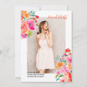 写真はっきりしたボホオレンジフローラ卒業 案内状 (裏面)