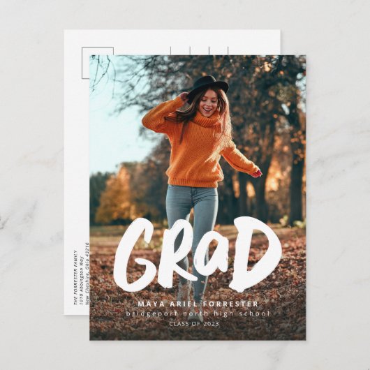 写真はっきりした卒業記念はがき インビテーションポストカード (正面/裏面)