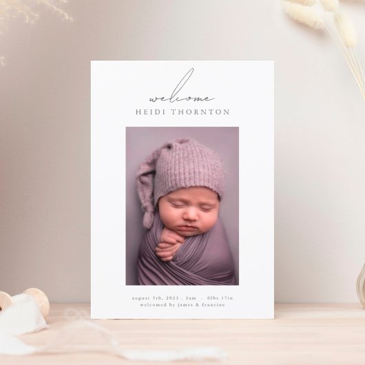 写真はっきりした縁どベビー誕生のお知らせ 案内状