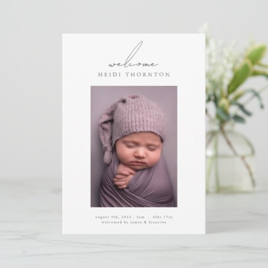 写真はっきりした縁どベビー誕生のお知らせ 案内状 (スタンド正面)