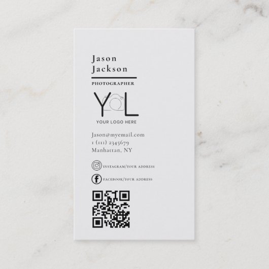 写真はっきりした者QRコードSNS写真 名刺 (裏面)