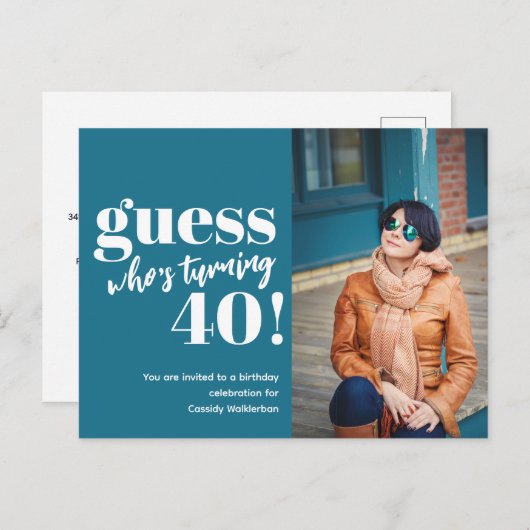 写真はっきりした40歳の誕生日 インビテーションポストカード (正面/裏面)