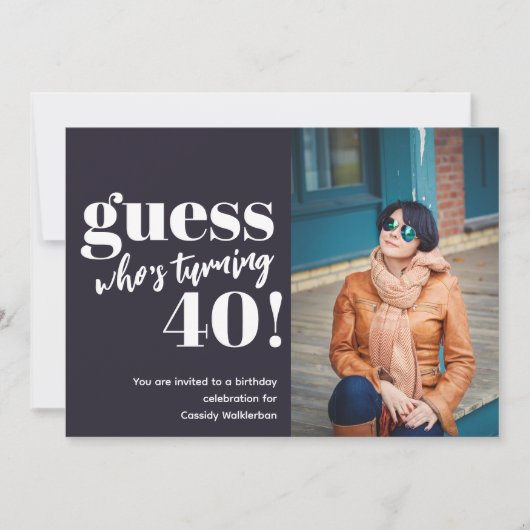 写真はっきりした40歳の誕生日 招待状 (正面)